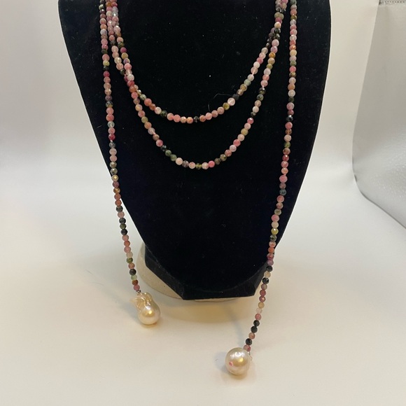 Gemstone and Pearl really long necklace - Picture 5 of 5